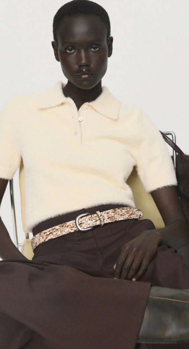 Bej Kısa Kollu Triko Kadın Kazak - Görsel 3