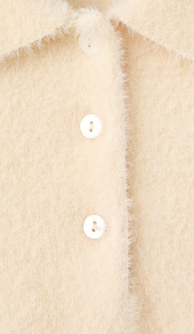 Bej Kısa Kollu Triko Kadın Kazak - Görsel 4