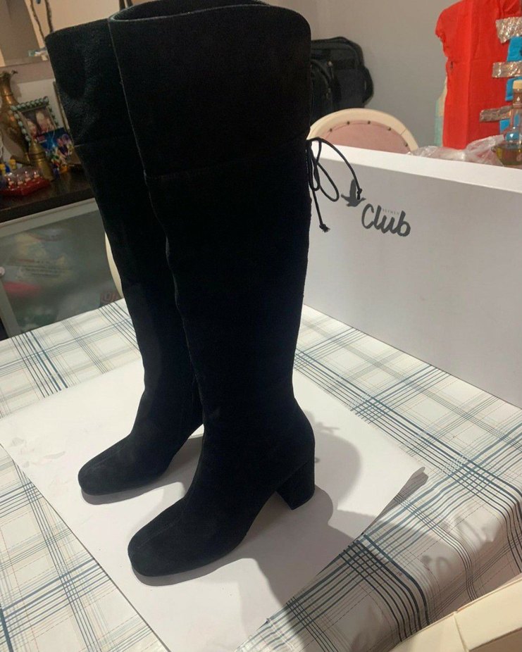 Siyah Süet Dizüstü Fermuarlı Topuklu Çizme - Görsel 3