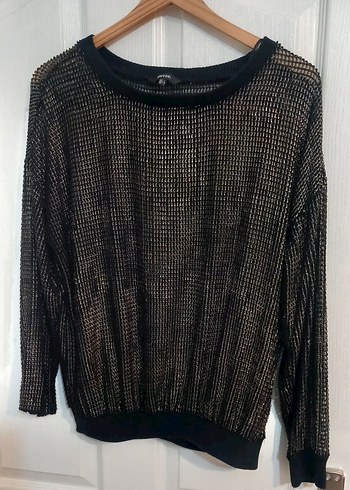 Siyah Parlak Örgü Kadın Kazak - Görsel 2