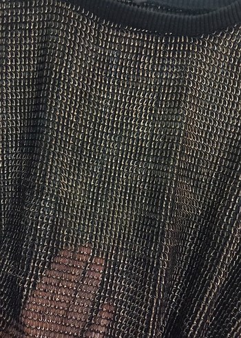 Siyah Parlak Örgü Kadın Kazak - Görsel 3