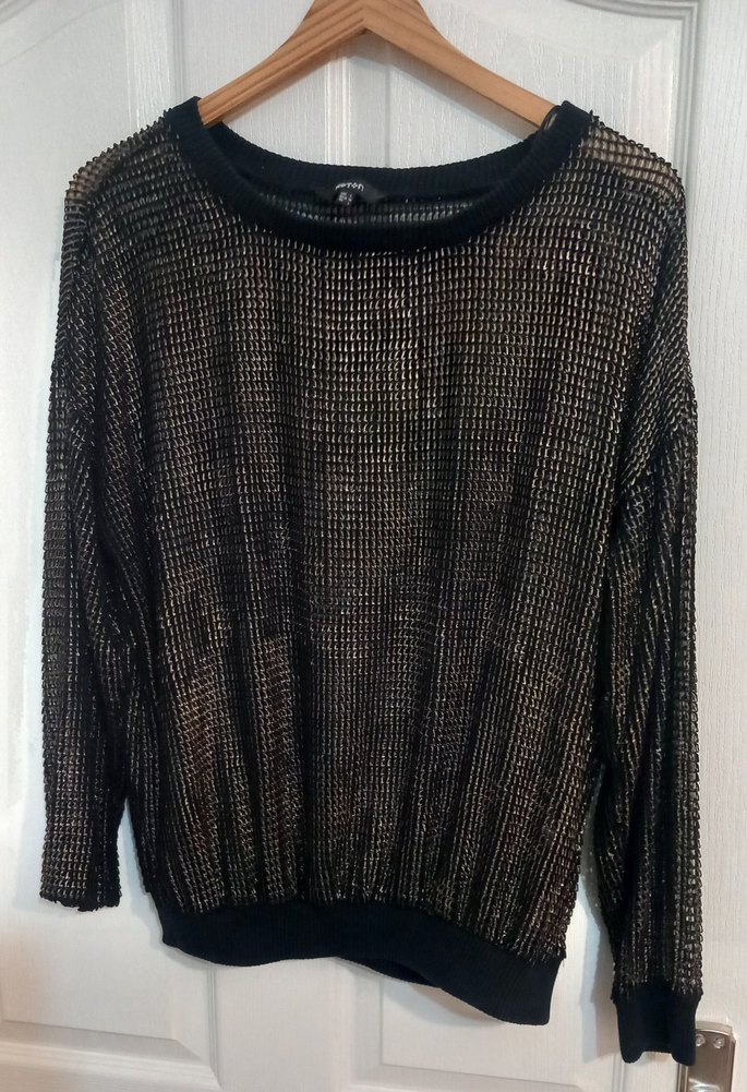 Siyah Parlak Örgü Kadın Kazak - Görsel 2