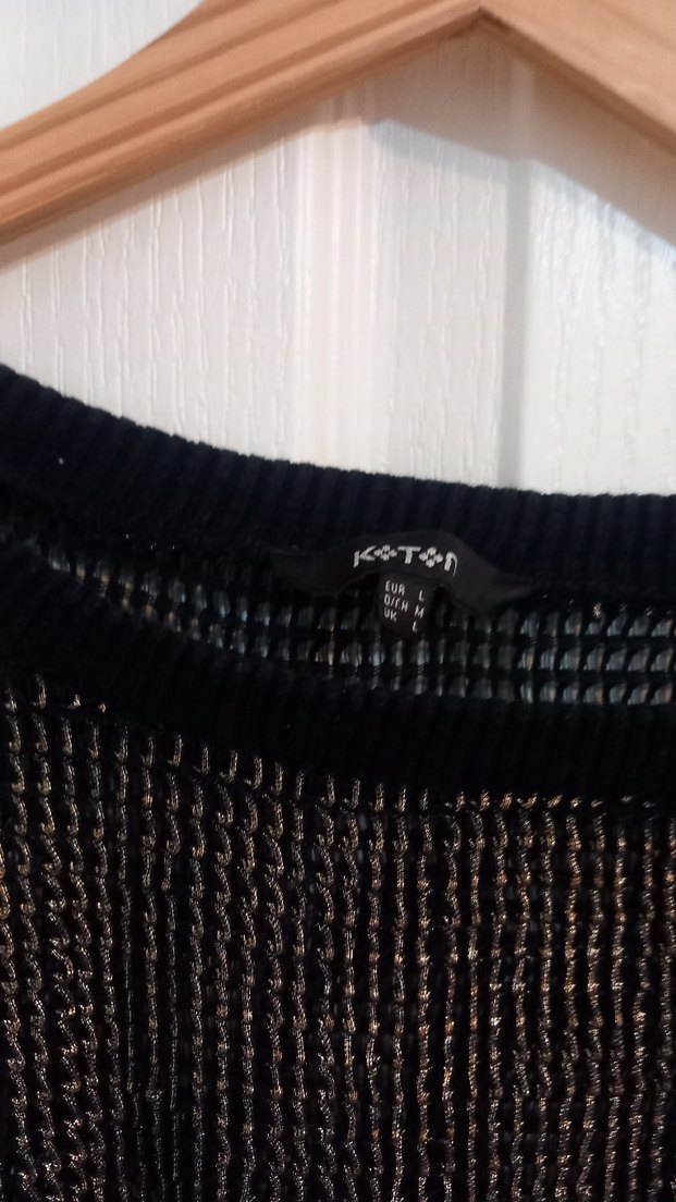 Siyah Parlak Örgü Kadın Kazak - Görsel 4