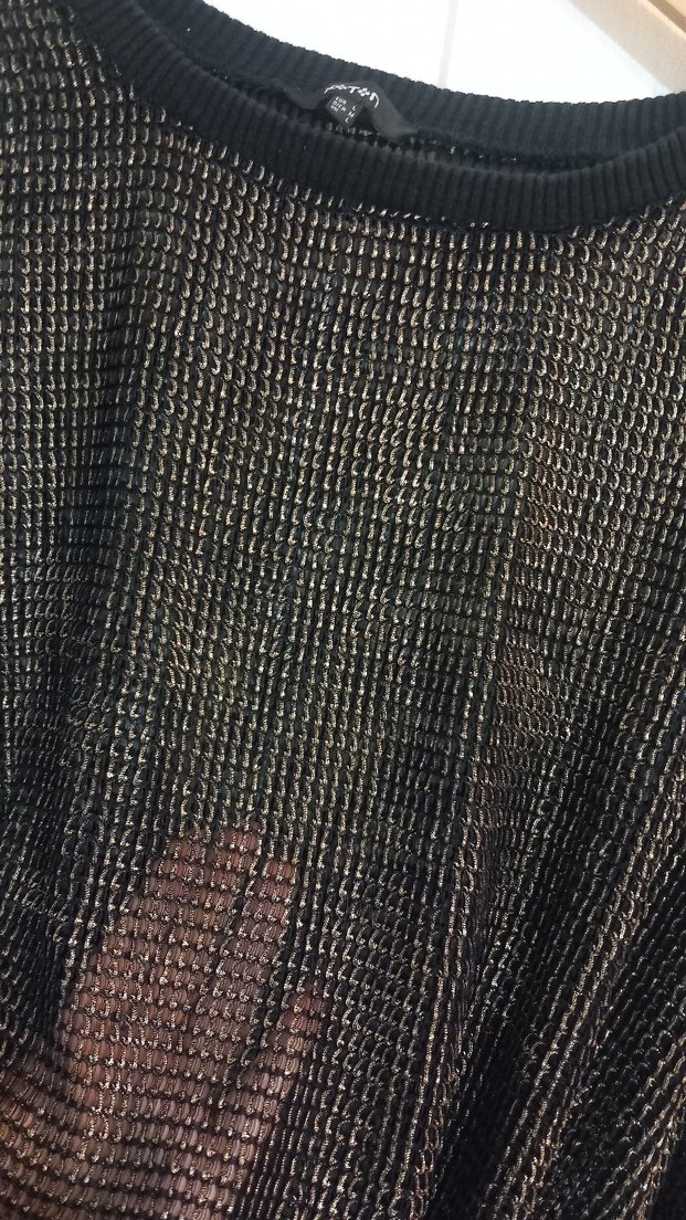 Siyah Parlak Örgü Kadın Kazak - Görsel 3