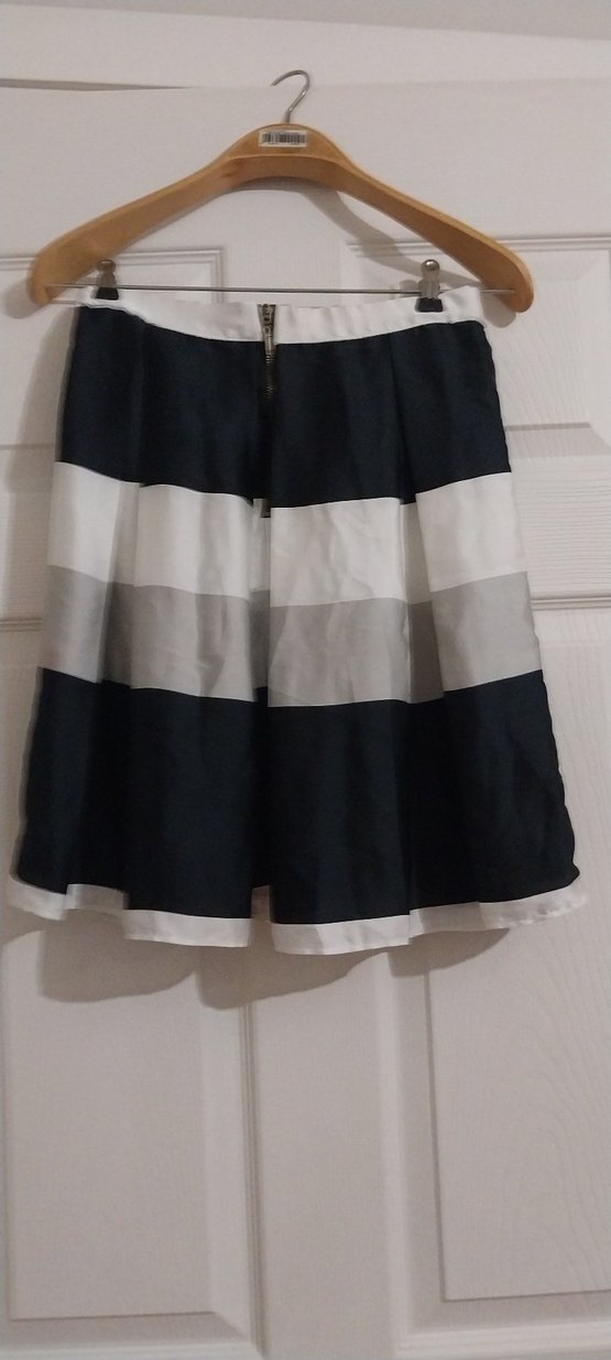 Gri Beyaz Çizgili Hamile Piliseli Midi Etek - Görsel 2