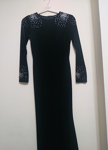 Balık model kadife abiye