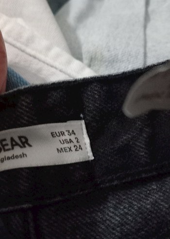 Kadın Siyah Kot Şort, Bol Kesim, Kemerli - Görsel 2