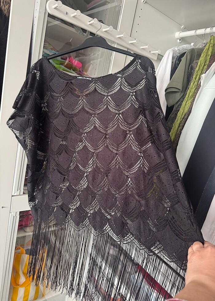 Siyah tül plaj elbisesi - Görsel 3