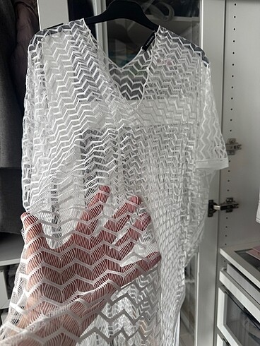 Beyaz tül plaj elbisesi - Görsel 3