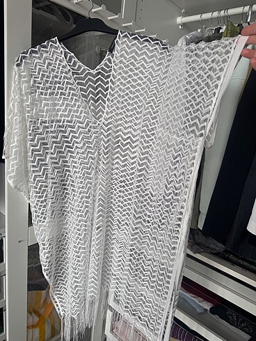 Beyaz tül plaj elbisesi - Görsel 2