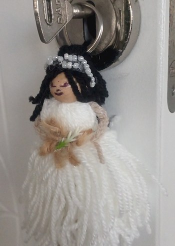 Beyaz El Örgüsü Bebek Anahtarlık - Görsel 3