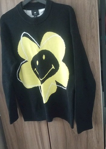 Sarı Çiçek Desenli Salaş  Kazak - Görsel 4