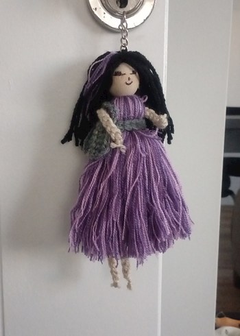 Mor El Örgüsü Bebek Anahtarlık ,araba süsü çanta süsü - Görsel 3