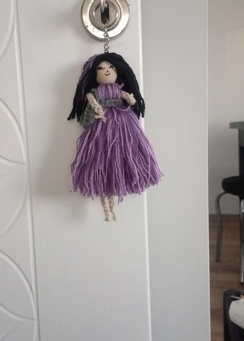 Mor El Örgüsü Bebek Anahtarlık ,araba süsü çanta süsü - Görsel 2