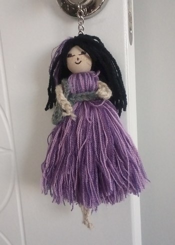 Mor El Örgüsü Bebek Anahtarlık ,araba süsü çanta süsü - Görsel 4