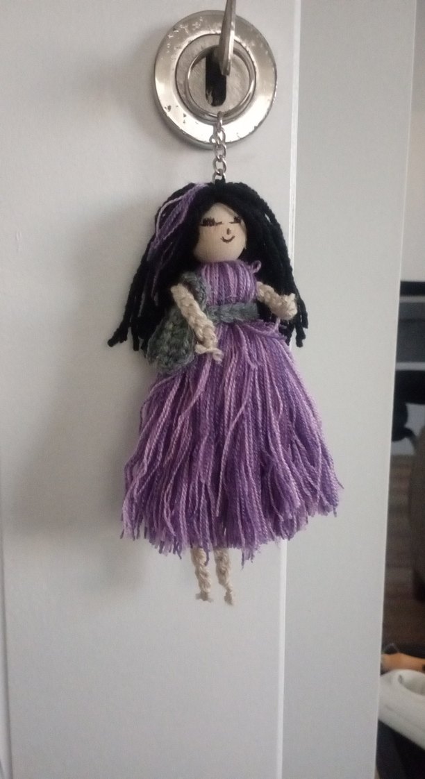 Mor El Örgüsü Bebek Anahtarlık ,araba süsü çanta süsü - Görsel 3