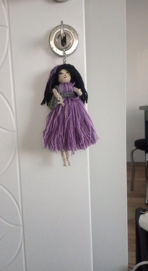 Mor El Örgüsü Bebek Anahtarlık ,araba süsü çanta süsü - Görsel 2