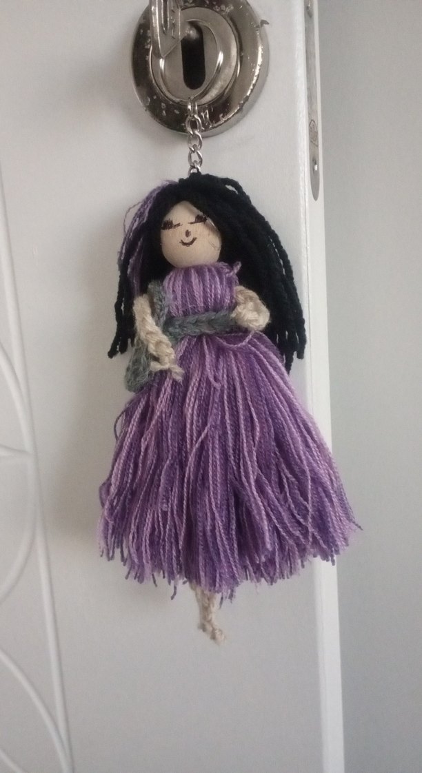 Mor El Örgüsü Bebek Anahtarlık ,araba süsü çanta süsü - Görsel 4