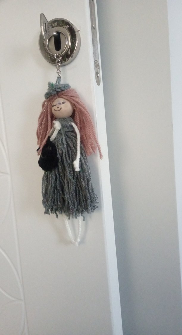 Gri Elbise ve Pembe Saçlı Bebek Anahtarlık - Görsel 5