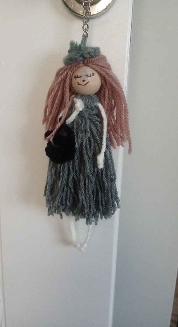 Gri Elbise ve Pembe Saçlı Bebek Anahtarlık - Görsel 3