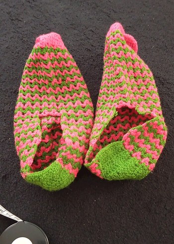 Renkli Örgü Kız Çocuk Terliği - Görsel 2