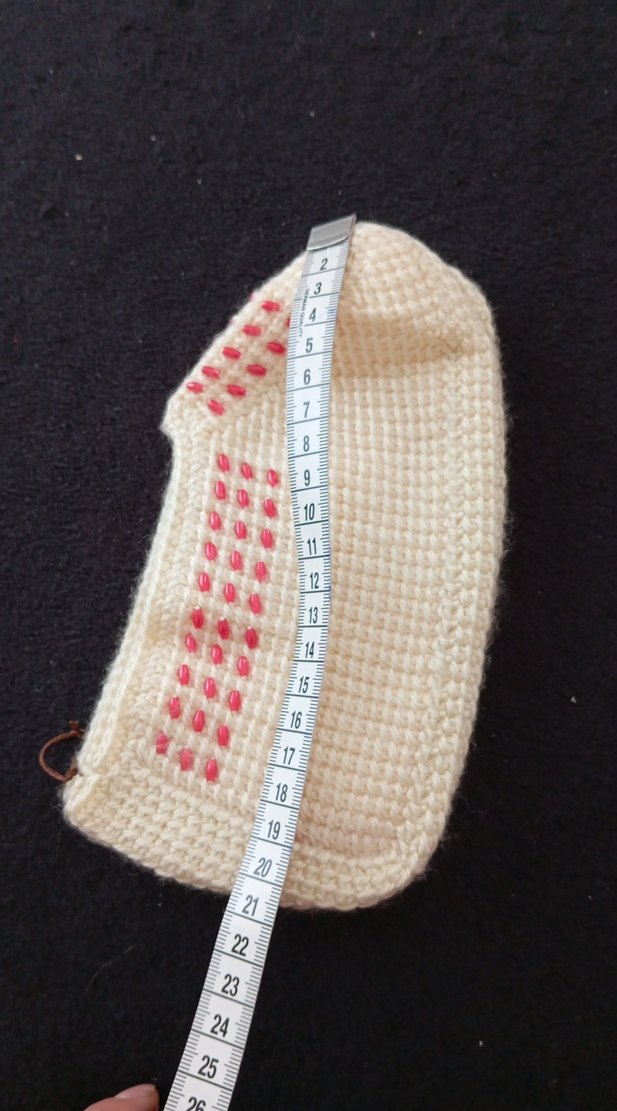 Beyaz Nakışlı Kız Çocuk Örgü Ev Terliği - Görsel 3