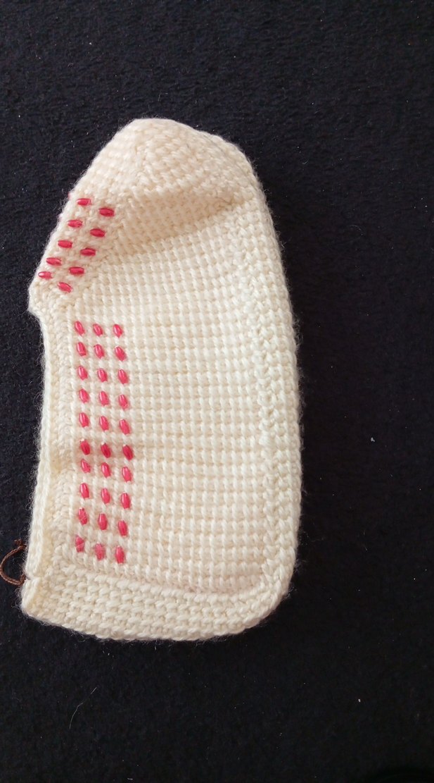 Beyaz Nakışlı Kız Çocuk Örgü Ev Terliği - Görsel 2