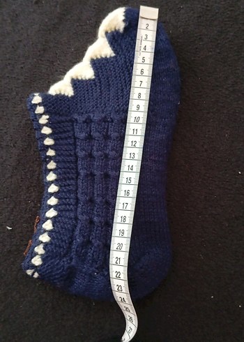 Erkek Bebek Örgü Ev Patiği Lacivert - Görsel 2