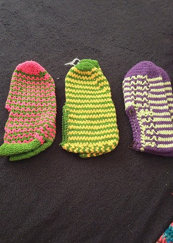 3'lü Çok Renkli Nakışlı Örgü kadın Patik - Görsel 2