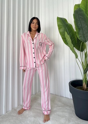 Pembe Çizgili Kadın Pijama Takımı