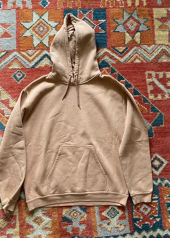 Bej Kapüşonlu Salaş Kadın Sweatshirt