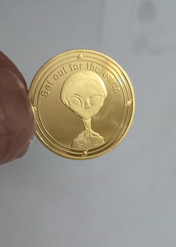 Beden Altın Renkli Parlak UFO madalyn