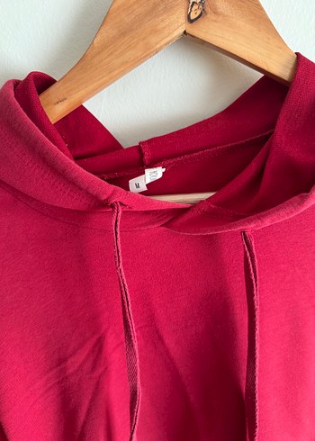 m Beden kırmızı Renk Kırmızı Kapüşonlu Kadın Sweatshirt