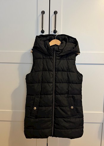 Siyah Kapüşonlu Fermuarlı kız çocuk Yelek - Görsel 2