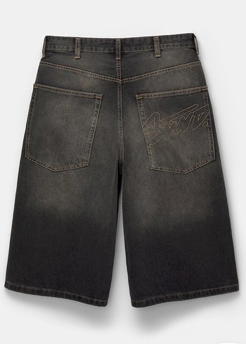 Erkek Gri Bol Kesim Denim Şort - Görsel 2