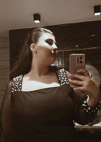 46 Beden Dantelli Uzun Kollu Siyah Midi Elbise