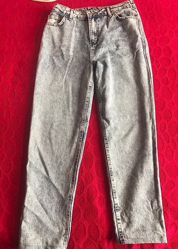 Gri Düğmeli Bol Kesim Midi Kot Pantolon - Görsel 2