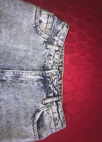 Gri Düğmeli Bol Kesim Midi Kot Pantolon - Görsel 3