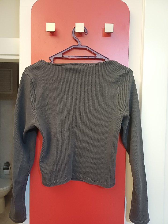 Addax Kadın Gri Uzun Kollu Crop - Görsel 3