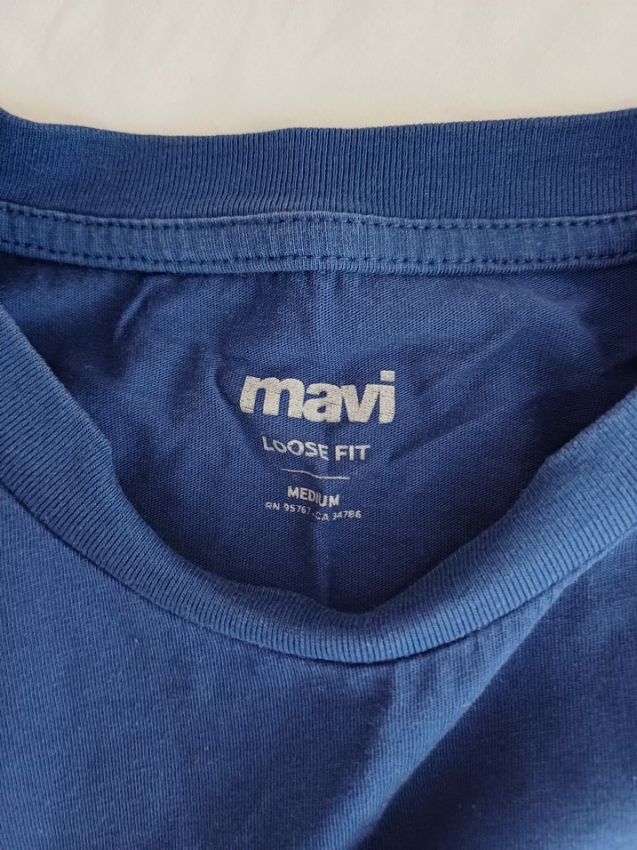 Mavi Baskılı Mavi Tişört - Görsel 2