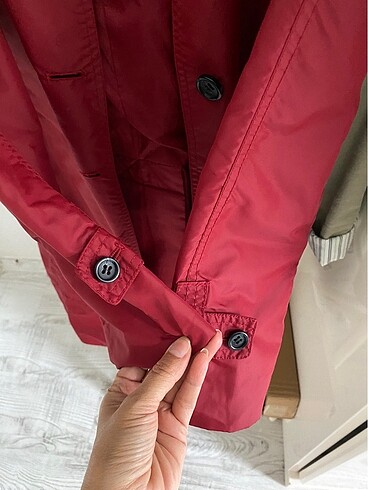 s Beden bordo Renk Trençkot yağmurluk