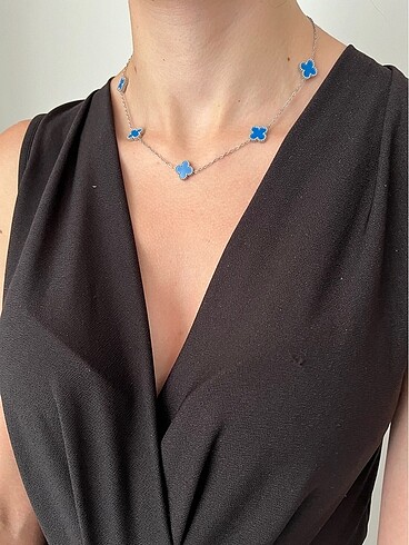 Diğer Van cleef mavi gümüş renk çelik kolye