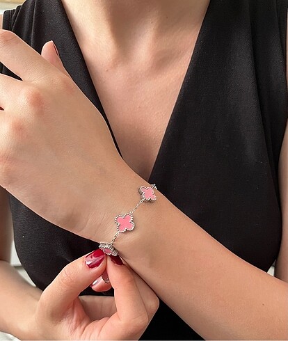 Van cleef pembe model çelik bileklik