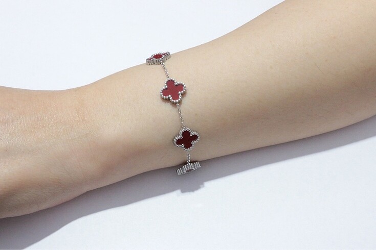 Van Cleef Model Bordo Renk Bileklik
