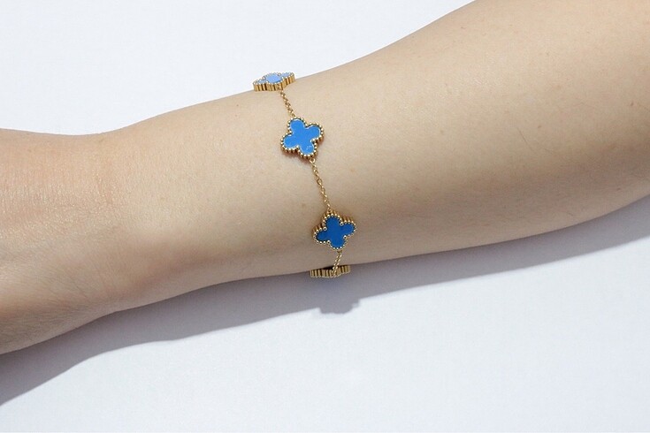 Van Cleef Model Gold Mavi Bileklik