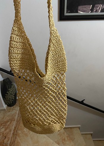 Bej Dantel Detaylı Örgü Bohem Kadın Çanta