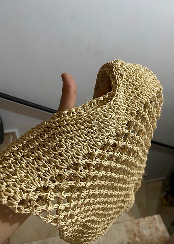  Beden Bej Dantel Detaylı Örgü Bohem Kadın Çanta