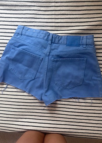 38 Beden mavi Renk Düğmeli Loose Fit Midi Mavi Kot şort