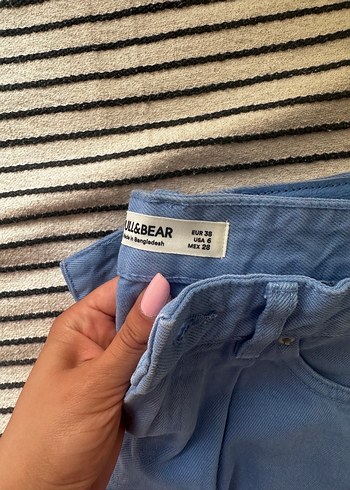 Düğmeli Loose Fit Midi Mavi Kot şort