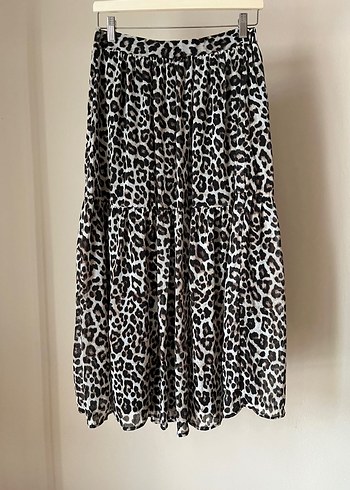 Kadın Zebra Desenli Pilili Uzun Etek - Görsel 4